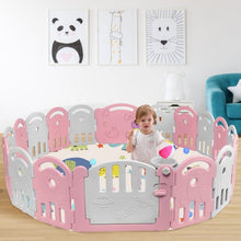 Load image into Gallery viewer, 18-Panel Baby Playpen with Music Box & Basketball Hoop-Pink