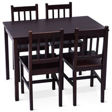 Load image into Gallery viewer, 5 pcs Wood Dining 4 Chairs & Table Set-Black