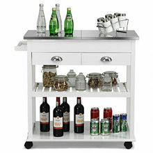 Load image into Gallery viewer, Stainless Steel Mobile Kitchen Trolley Cart With Drawers & Casters-White