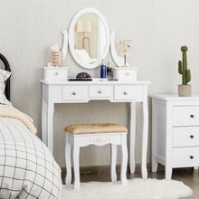 Load image into Gallery viewer, Vanity Make Up Table Set Dressing Table Set with 5 Drawers-White