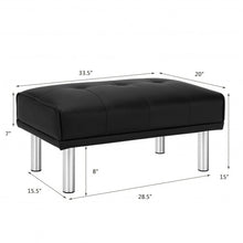 Load image into Gallery viewer, Ottoman Footrest Stool PU Leather Seat with Metal Legs-Black