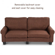 Load image into Gallery viewer, Home Living Room Upholstered Curved Armrest Fabric Sofa-Brown