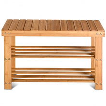 Load image into Gallery viewer, 2-Tier Bamboo Shoe Bench Entryway Storage Racks