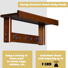 Load image into Gallery viewer, Entryway Hanging Wood Coat Rack with 3 Double Hooks-Brown