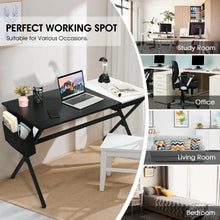 Load image into Gallery viewer, Writing Study Computer Desk with Drawer and Storage Bag-Black