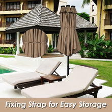 Load image into Gallery viewer, 15 Ft Solar LED Patio Double-sided Umbrella Market Umbrella with Weight Base