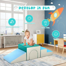 Load image into Gallery viewer, 4-piece Single-Tunnel SoftZone Climb Crawl Activity Play Set Toddler Kid