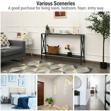 Load image into Gallery viewer, 2 Tier Narrow Accent Side Entryway Metal Frame Console Table -Black