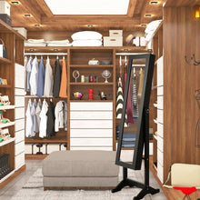 Load image into Gallery viewer, Mirrored Standing Jewelry Cabinet Storage Box-Black