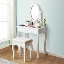 Load image into Gallery viewer, White Simple Vanity Makeup Table with Mirror + 3 Drawers