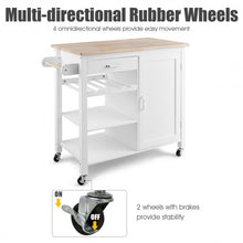 Load image into Gallery viewer, Kitchen Island Trolley Cart Storage Cabinet with Wine Rack & Shelf-White