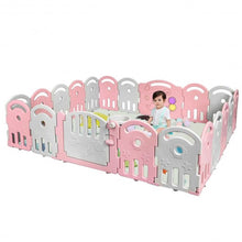 Load image into Gallery viewer, 20-Panel Playpen with Music Box & Basketball Hoop-Pink