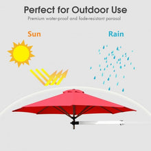 Load image into Gallery viewer, 8ft Wall-Mounted Telescopic Folding Tilt Aluminum Sun Shade Umbrella-Burgundy
