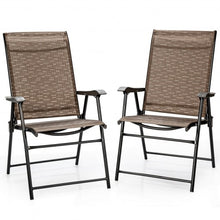 Load image into Gallery viewer, 2 Pcs Outdoor Patio Folding Chair with Armrest for Camping Lawn Garden