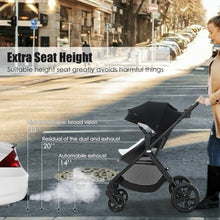 Load image into Gallery viewer, Foldable High Landscape Baby Stroller with Reversible Reclining Seat-Black