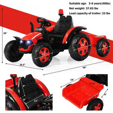 Load image into Gallery viewer, 2 in 1 Electric 12V Kids Ride on Car Tractor w/Remote Control LED Light Horn-Red