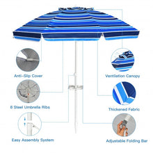 Load image into Gallery viewer, 7.2 FT Portable Outdoor Beach Umbrella with Sand Anchor and Tilt Mechanism for Poolside and Garden-Navy
