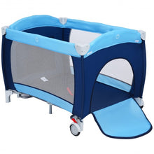 Load image into Gallery viewer, Foldable Baby Crib Playpen w/ Mosquito Net and Bag-Blue