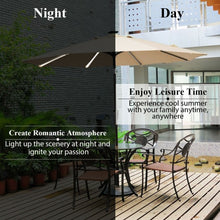 Load image into Gallery viewer, 9Ft Solar LED Market Umbrella with Aluminum Crank Tilt 16 Strip Lights-Beige
