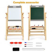 Load image into Gallery viewer, Kids Art Easel with Paper Roll Double Sided Chalkboard and Whiteboard-Gray