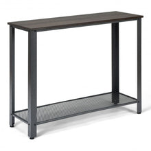 Load image into Gallery viewer, Metal Frame Wood Console Sofa Table with Storage Shelf-Black