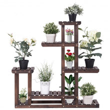 Load image into Gallery viewer, 6-Tier Garden Wooden Plant Flower Stand Shelf for Multiple Plants Indoor/Outdoor