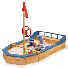 Load image into Gallery viewer, Kids Pirate Boat Wood Sandbox