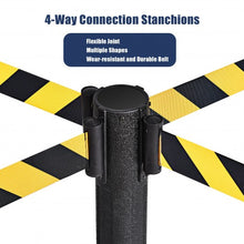 Load image into Gallery viewer, 2 Pcs Stanchion Post Crowd Control Barriers Queue Pole w/Retractable Belt-Yellow