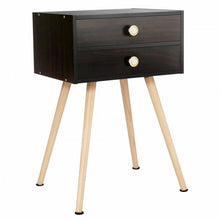Load image into Gallery viewer, Mid Century Modern 2 Drawers Nightstand in Natural-Coffee