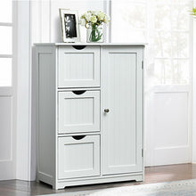 Load image into Gallery viewer, Bathroom Floor Cabinet Side Storage Cabinet with 3 Drawers and 1 Cupboard-White