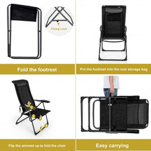 Load image into Gallery viewer, 4 Pieches Patio Adjustable Back Folding Dining Chair Ottoman Set-Black