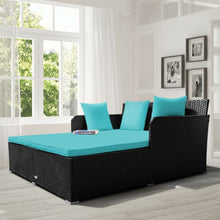 Load image into Gallery viewer, Outdoor Patio Rattan Daybed Thick Pillows Cushioned Sofa Furniture-Turquoise