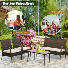 Load image into Gallery viewer, 4Pcs Patio Rattan Outdoor Conversation Set with Cushions