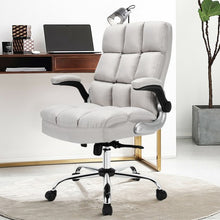 Load image into Gallery viewer, Adjustable Swivel Office Chair with High Back and Flip-up Arm for Home and Office-Beige