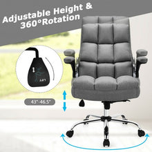 Load image into Gallery viewer, Adjustable Swivel Office Chair with High Back and Flip-up Arm for Home and Office-Gray