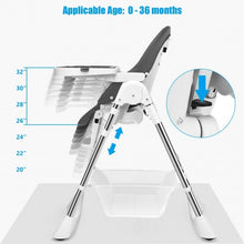 Load image into Gallery viewer, Foldable High Chair with Large Storage Basket -Gray