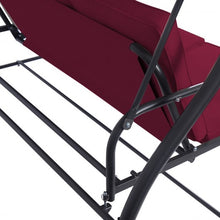 Load image into Gallery viewer, 3 Seats Converting Outdoor Swing Canopy Hammock with Adjustable Tilt Canopy-Wine