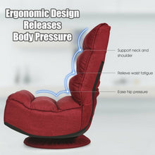 Load image into Gallery viewer, 5-Position Folding Floor Gaming Chair-Wine Red