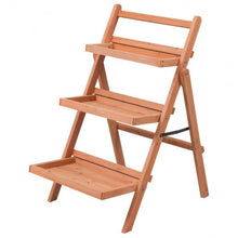 Load image into Gallery viewer, 3 Tier Outdoor Wood Flower Folding Pot Shelf Stand
