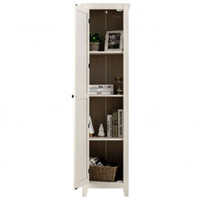 Load image into Gallery viewer, Linen Tower Bathroom Storage Cabinet Tall Slim Side Organizer with Shelf-White