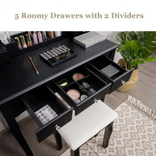 Load image into Gallery viewer, Vanity Set with Removable Makeup Organizer-Black