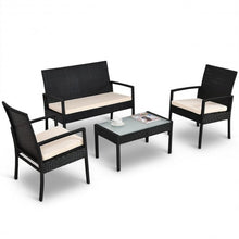 Load image into Gallery viewer, 4 PCS Outdoor Patio Furniture Set Table Chair Sofa Cushioned Seat Garden