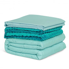 Load image into Gallery viewer, 25 lbs Heavy Weighted Blanket 3 Pcs Set with Hot and Cold Duvet Covers-Green