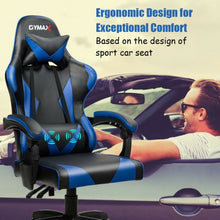 Load image into Gallery viewer, Gaming Chair Reclining Swivel with Massage Lumbar Support -Blue