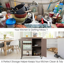 Load image into Gallery viewer, Kitchen Island Trolley Cart Storage Cabinet with Wine Rack & Shelf-Coffee