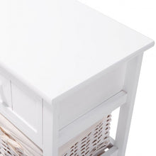 Load image into Gallery viewer, White Nightstand End Table with 2 Baskets
