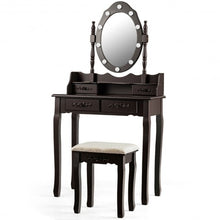 Load image into Gallery viewer, Makeup Vanity Dressing Table Set with Dimmable Bulbs Cushioned Stool-Coffee