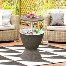 Load image into Gallery viewer, 3 in 1 8 Gallon Patio Rattan Cooler Bar Table with Adjust Ice Bucket-Brown