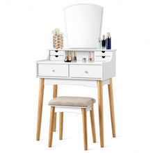 Load image into Gallery viewer, Vanity Table Set Dressing Table Cushioned Stool Makeup Table