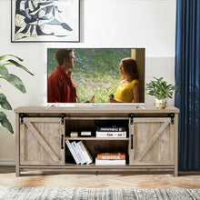 Load image into Gallery viewer, TV Stand with Cabinet Sliding Barn Door -White